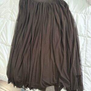 Elegant Brown Chiffon Skirt with slip inside